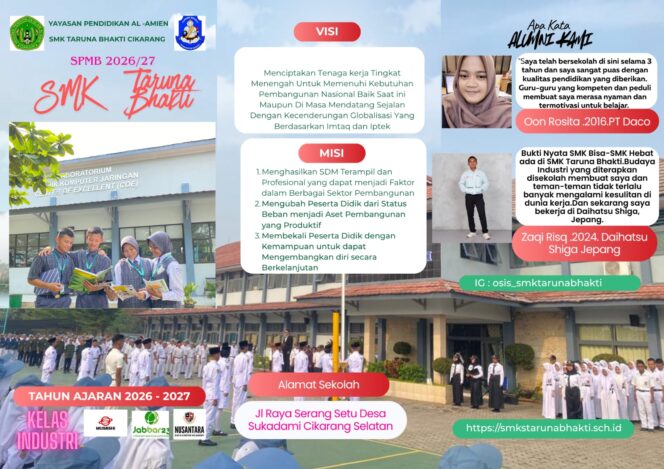 
SMK Taruna Bhakti Buka PPDB 2026, Tawarkan Jurusan Unggulan hingga Kerja Sama Industri